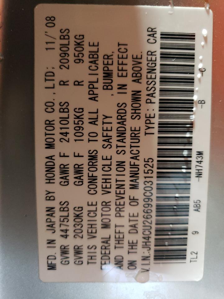 2009 Acura Tsx VIN: JH4CU26699C031525 Lot: 85124335