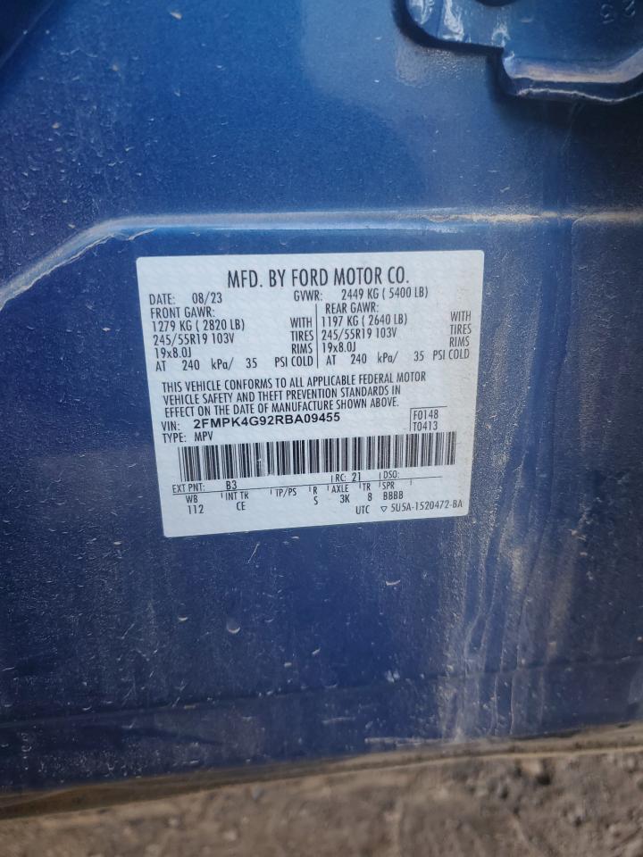 2024 Ford Edge Se VIN: 2FMPK4G92RBA09455 Lot: 84422955