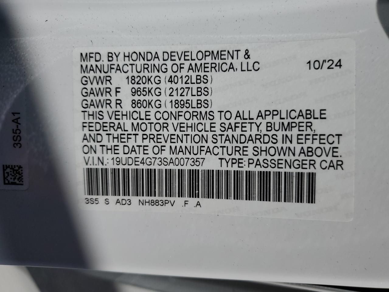 2025 Acura Integra A-Spec Tech VIN: 19UDE4G73SA007357 Lot: 90662095