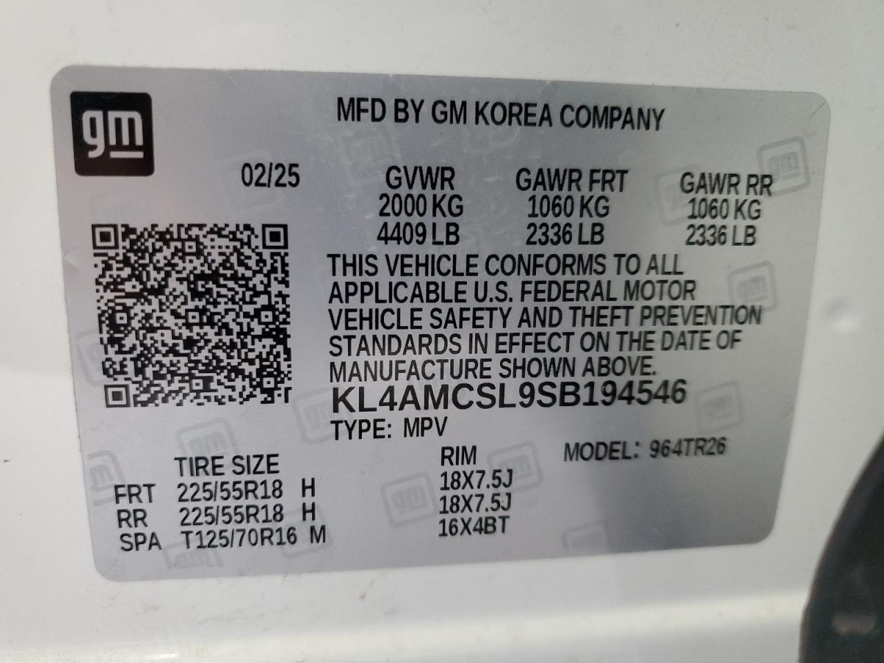 2025 Buick Encore Gx Preferred VIN: KL4AMCSL9SB194546 Lot: 87407245