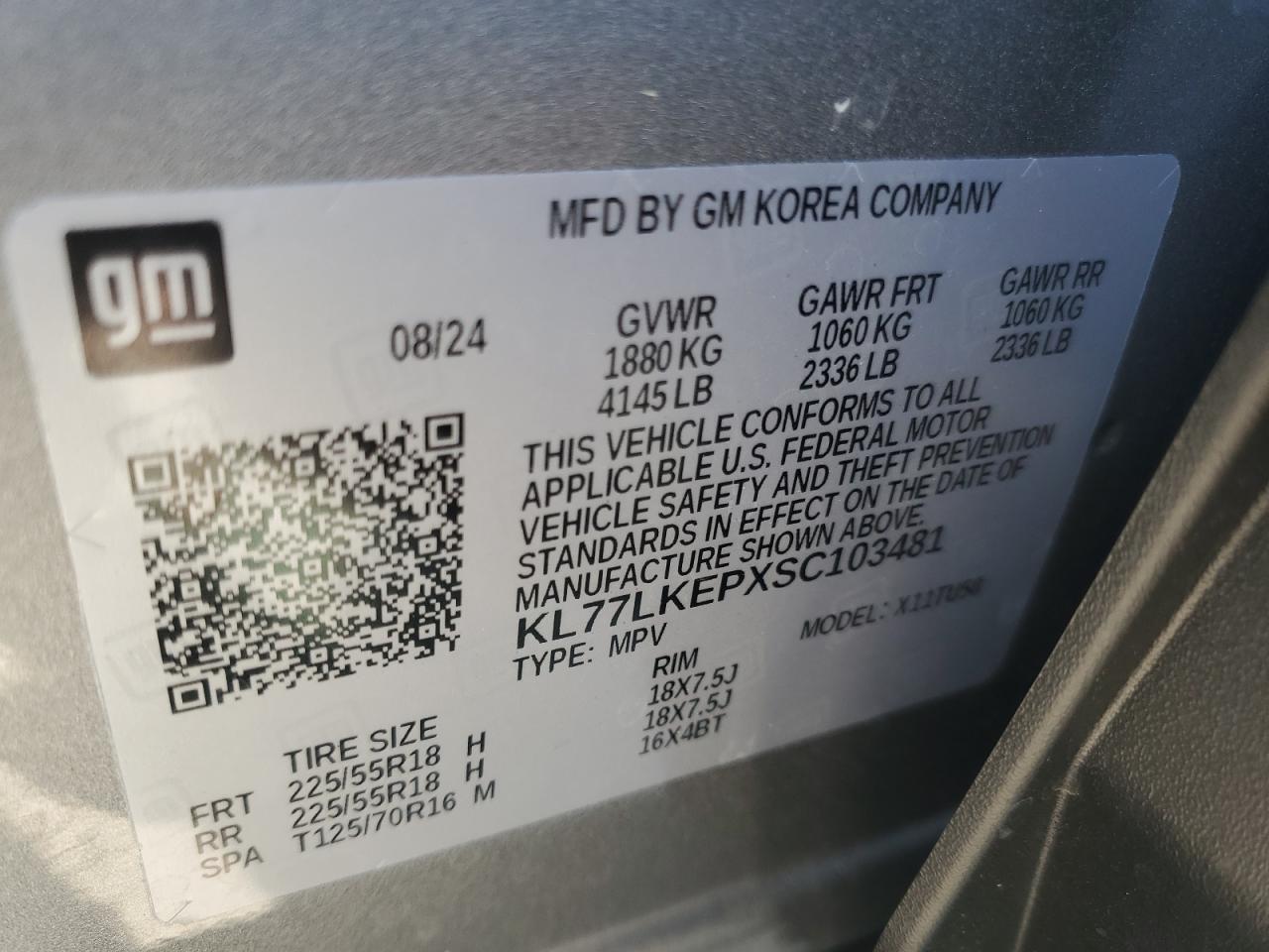 2025 Chevrolet Trax Activ VIN: KL77LKEPXSC103481 Lot: 89446815