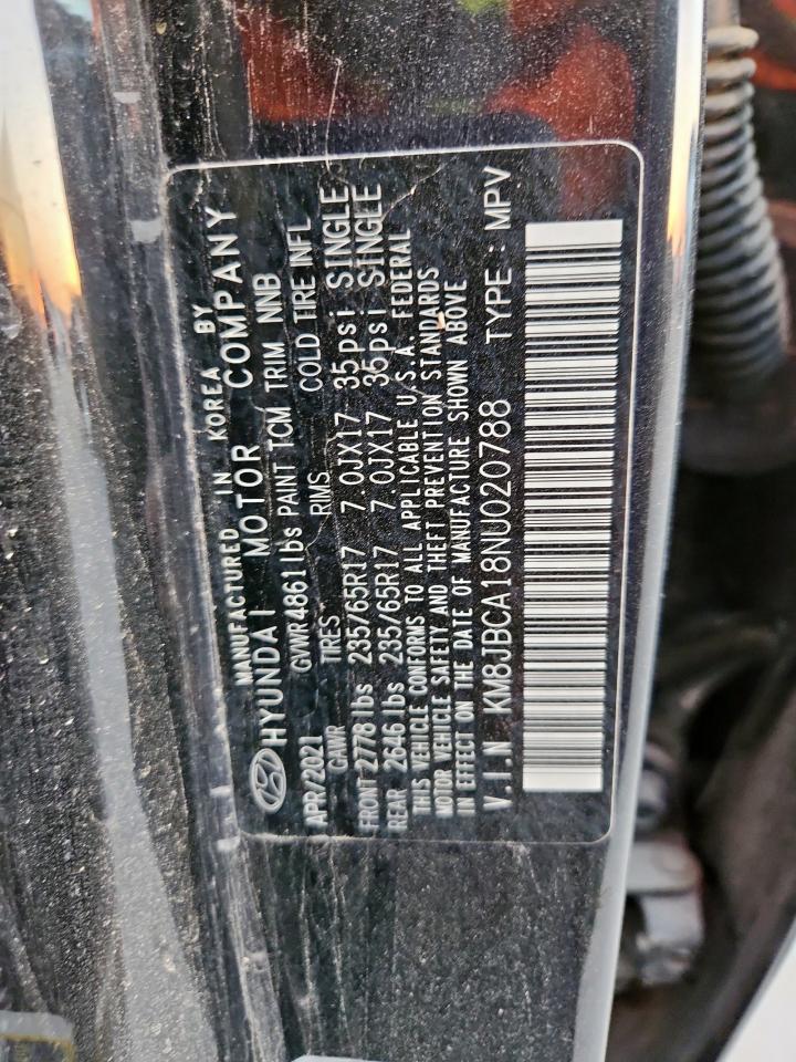 2022 Hyundai Tucson Blue VIN: KM8JBCA18NU020788 Lot: 83844475