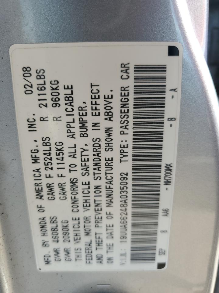 2008 Acura Tl VIN: 19UUA66248A035092 Lot: 90488305