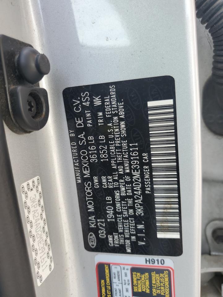 2021 Kia Rio Lx VIN: 3KPA24AD2ME391611 Lot: 85731415