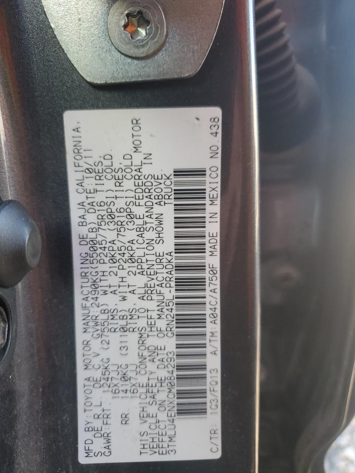 2012 Toyota Tacoma Double Cab VIN: 3TMLU4ENXCM084293 Lot: 85183865