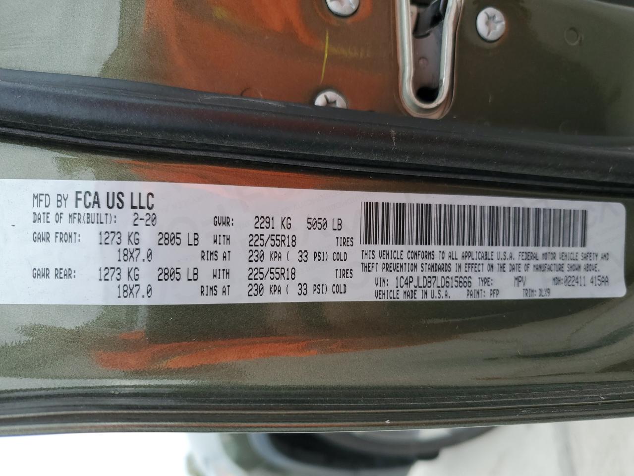 2020 Jeep Cherokee Limited VIN: 1C4PJLDB7LD615666 Lot: 89548745