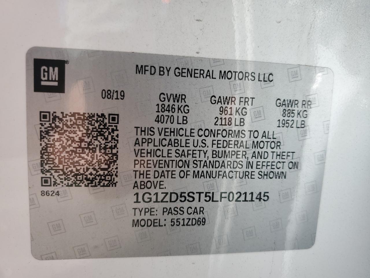 2020 Chevrolet Malibu Lt VIN: 1G1ZD5ST5LF021145 Lot: 85586485