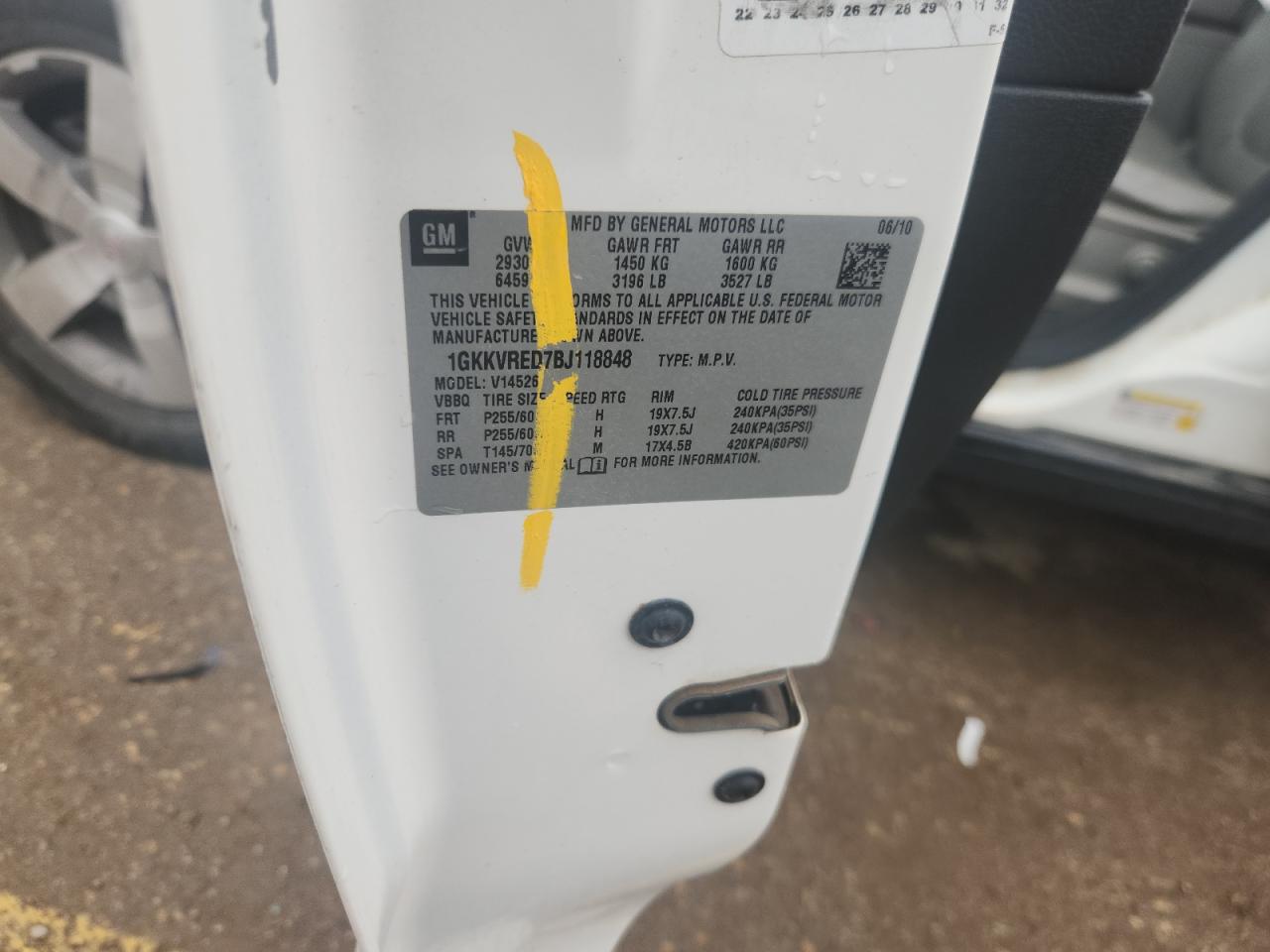 2011 GMC Acadia Slt-1 VIN: 1GKKVRED7BJ118848 Lot: 82377445