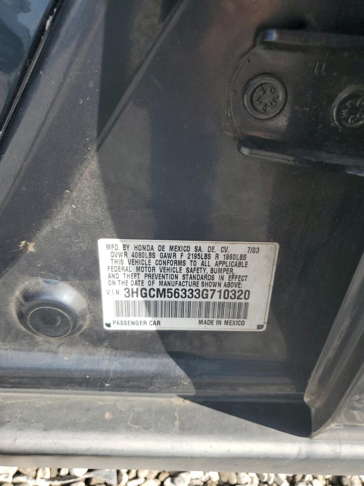 2003 Honda Accord Lx VIN: 3HGCM56333G710320 Lot: 85539235