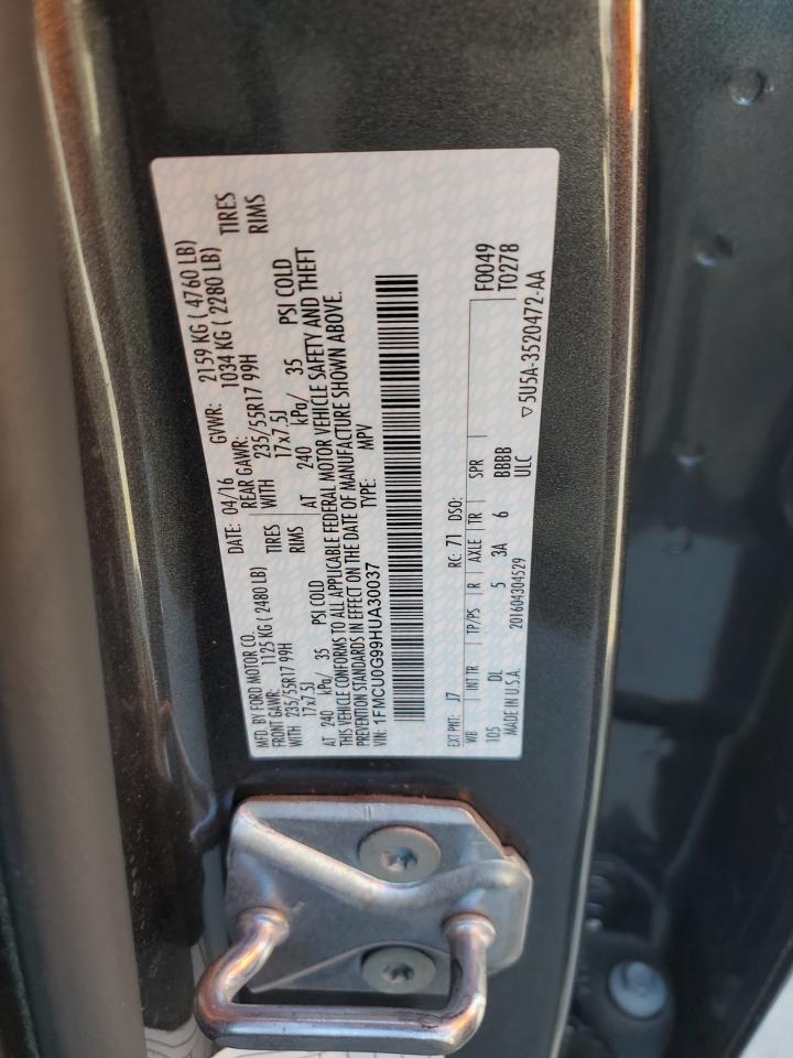 2017 Ford Escape Se VIN: 1FMCU0G99HUA30037 Lot: 86990595