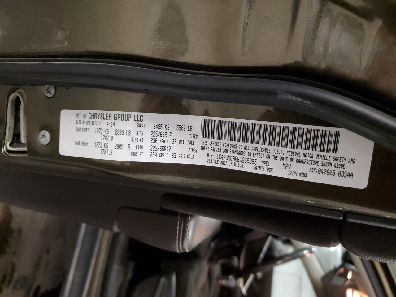 2014 Jeep Cherokee Latitude VIN: 1C4PJMCB8EW259985 Lot: 81922845