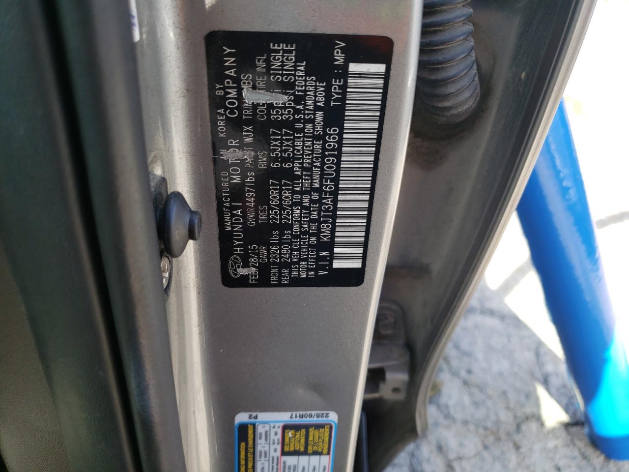 2015 Hyundai Tucson Gls VIN: KM8JT3AF6FU091966 Lot: 85679505