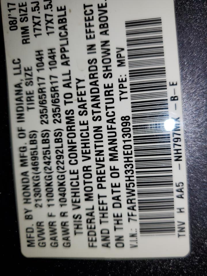 2017 Honda Cr-V Lx VIN: 7FARW5H33HE013098 Lot: 86195435