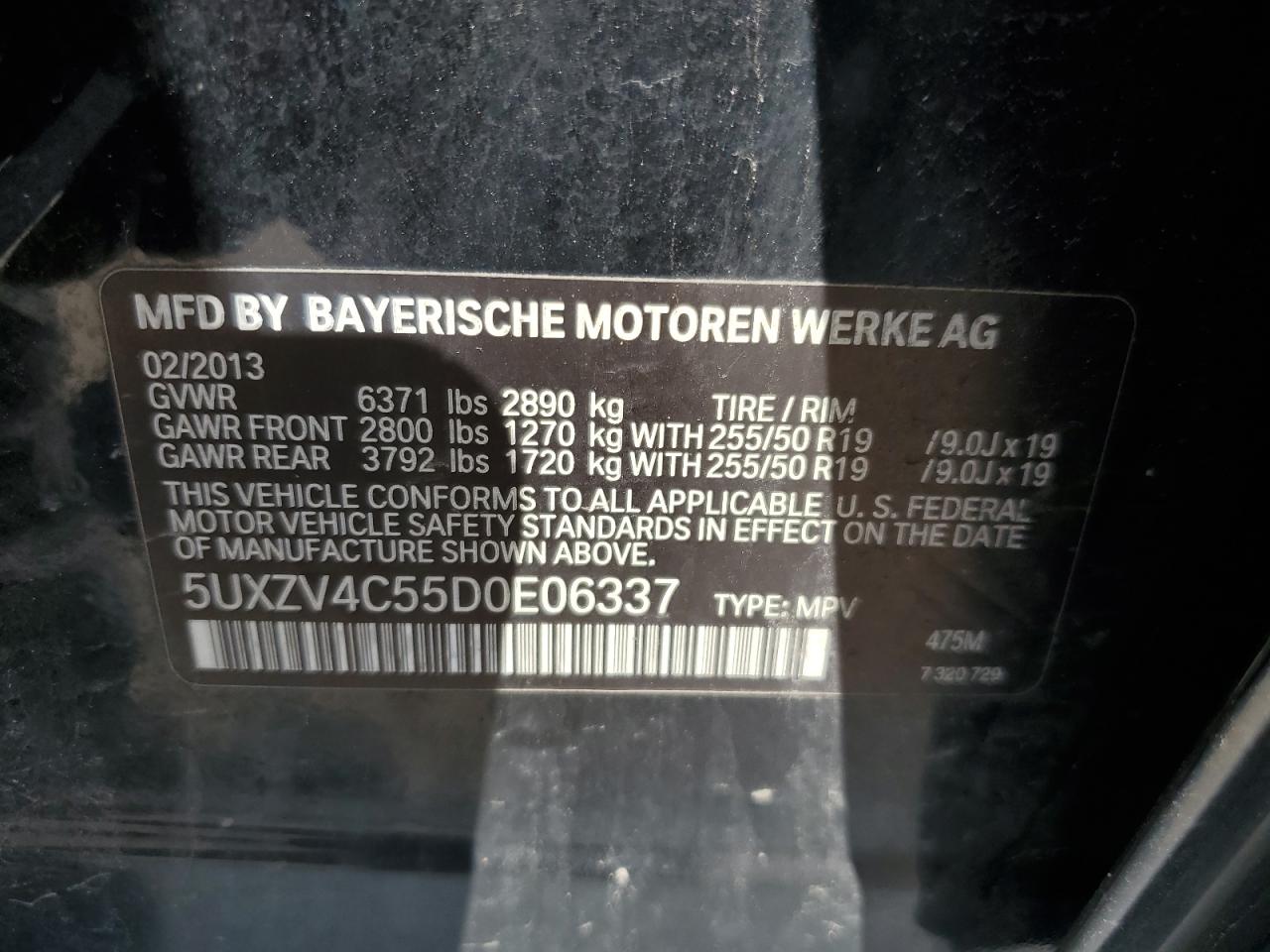 2013 BMW X5 xDrive35I VIN: 5UXZV4C55D0E06337 Lot: 82470315