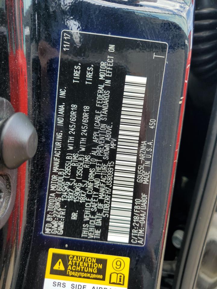 2018 Toyota Highlander Le VIN: 5TDBZRFH7JS809915 Lot: 86496815