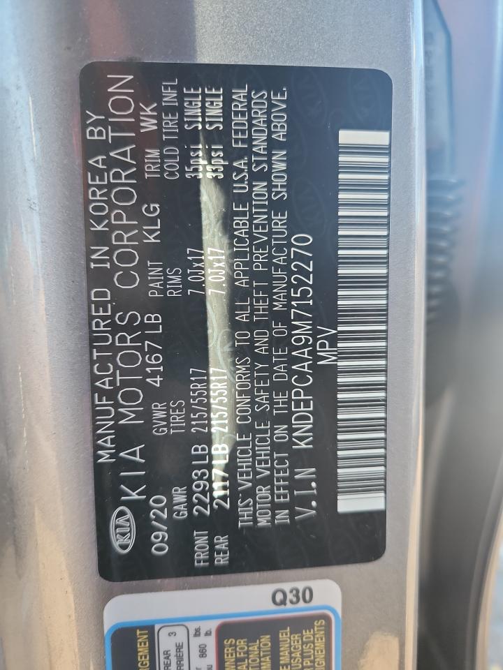 2021 Kia Seltos Lx VIN: KNDEPCAA9M7152270 Lot: 86786555