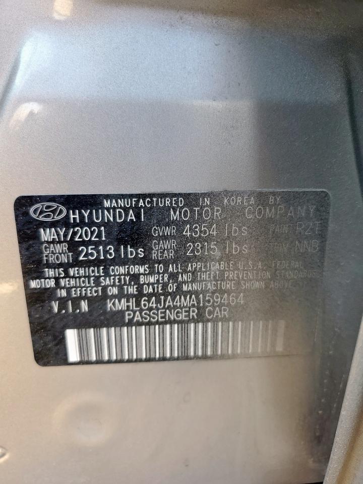 2021 Hyundai Sonata Sel VIN: KMHL64JA4MA159464 Lot: 85913955