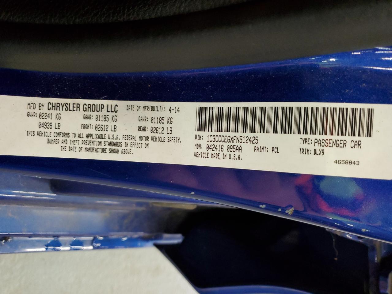 2015 Chrysler 200 C VIN: 1C3CCCEGXFN512425 Lot: 89467845