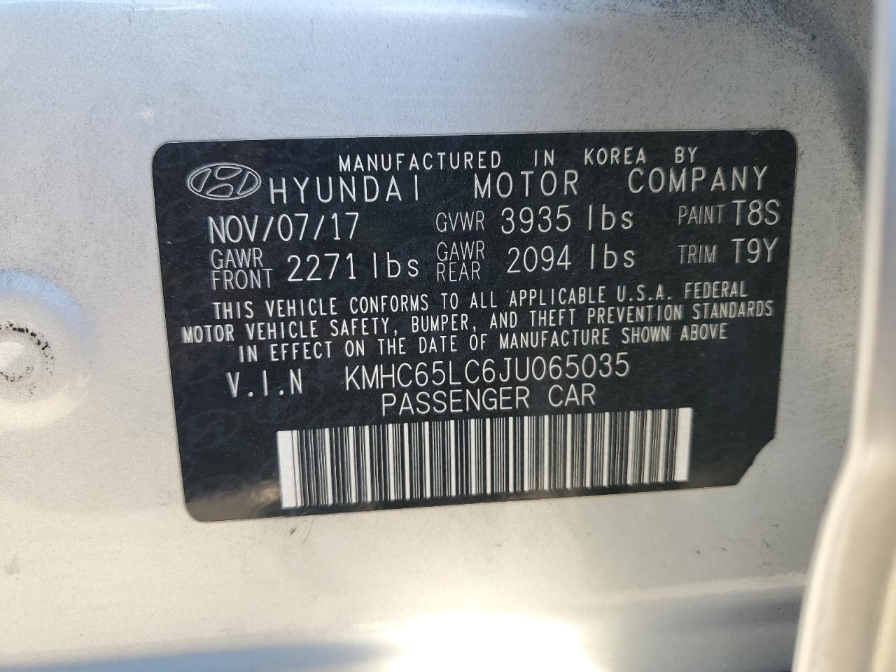 2018 Hyundai Ioniq Blue VIN: KMHC65LC6JU065035 Lot: 87019165