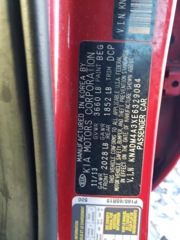 2014 Kia Rio Lx VIN: KNADM4A3XE6329084 Lot: 91014025