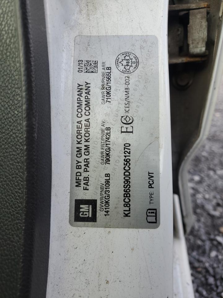 2013 Chevrolet Spark Ls VIN: KL8CB6S90DC561270 Lot: 89653885