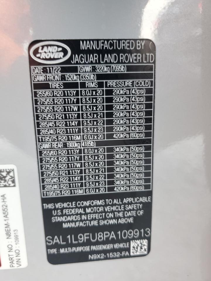 2023 Land Rover Range Rover Sport Dynamic Se VIN: SAL1L9FU8PA109913 Lot: 90001835