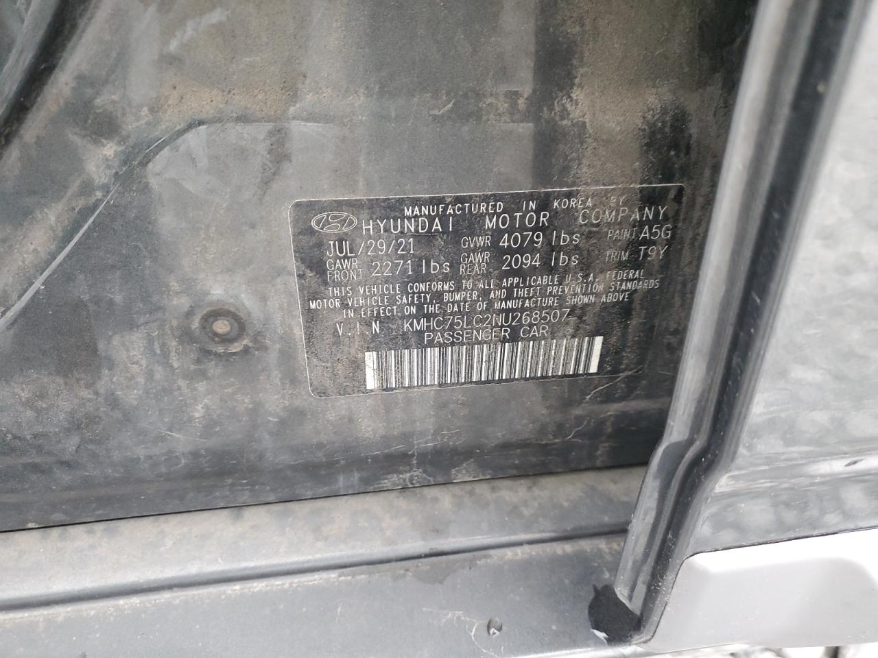 2022 Hyundai Ioniq Se VIN: KMHC75LC2NU268507 Lot: 82701835