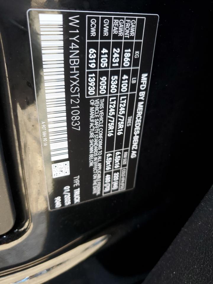 2025 Mercedes-Benz Sprinter 2500 VIN: W1Y4NBHYXST210837 Lot: 90092605