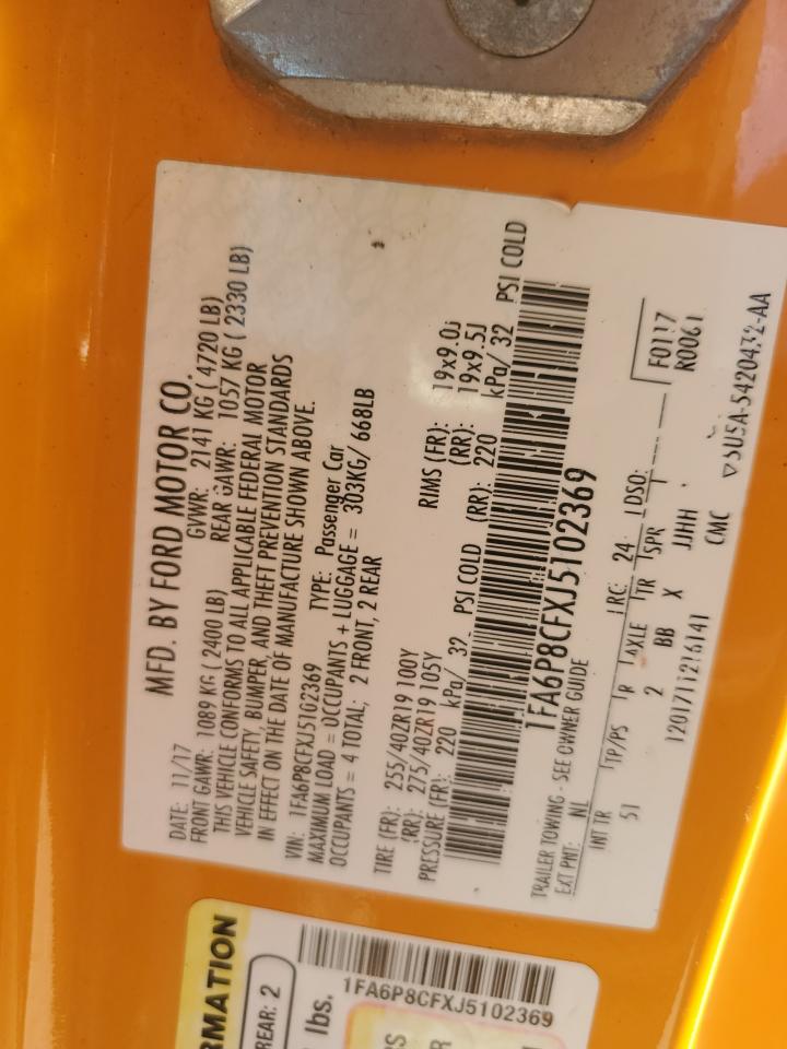 2018 Ford Mustang Gt VIN: 1FA6P8CFXJ5102369 Lot: 85733125