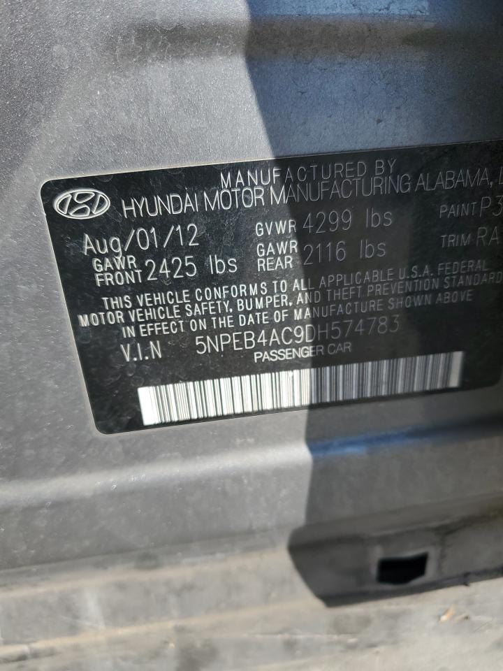 2013 Hyundai Sonata Gls VIN: 5NPEB4AC9DH574783 Lot: 85583975