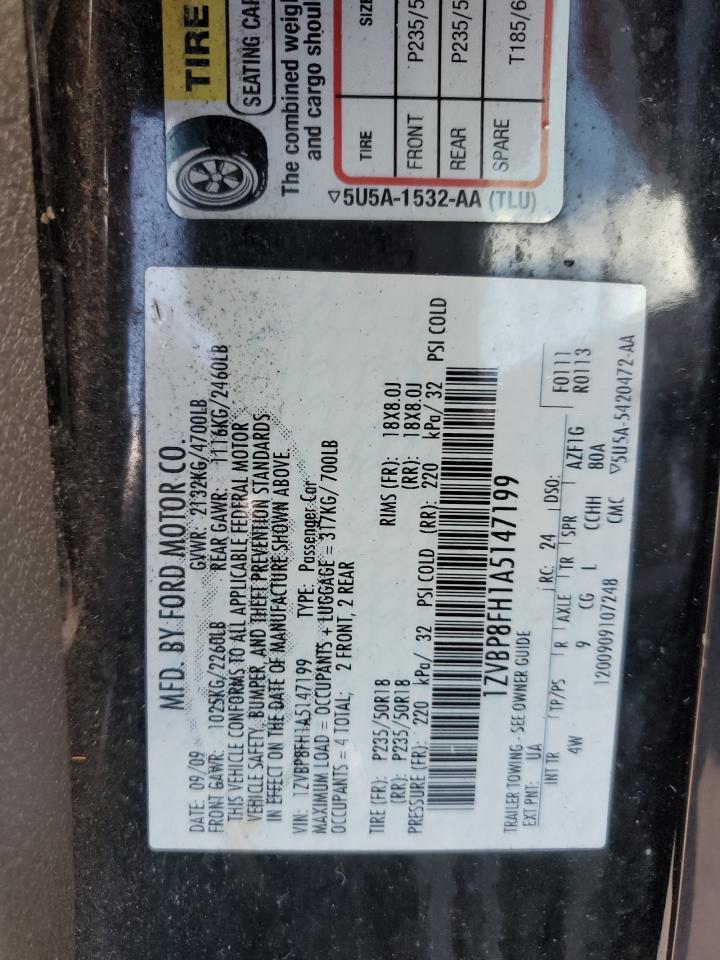 2010 Ford Mustang Gt VIN: 1ZVBP8FH1A5147199 Lot: 84063795