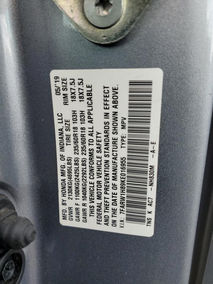 2019 Honda Cr-V Exl VIN: 7FARW1H89KE016955 Lot: 84760145