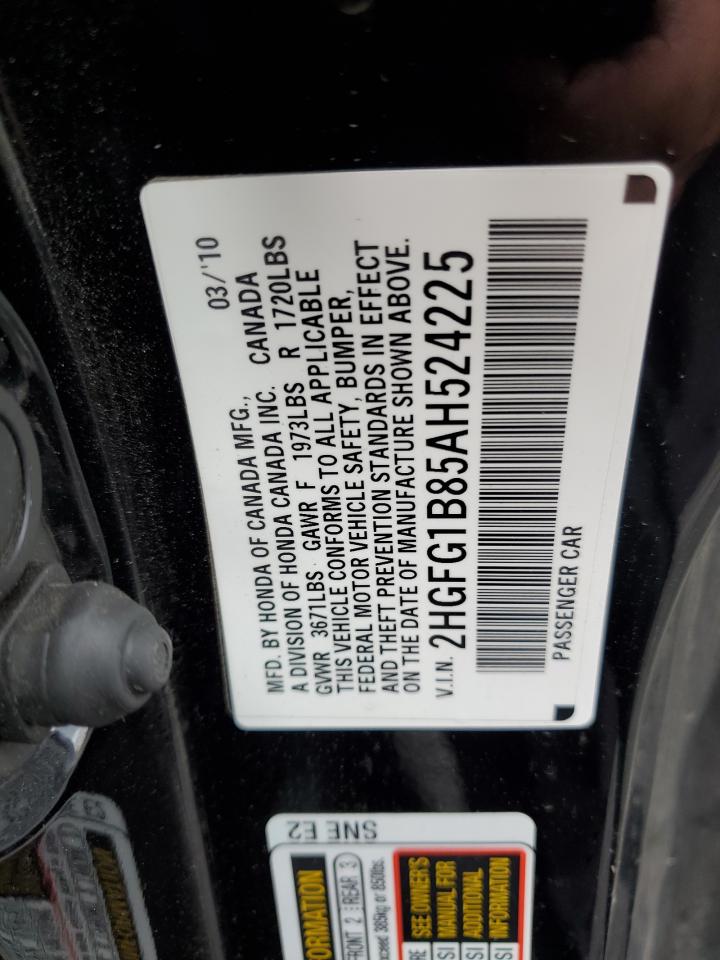 2010 Honda Civic Ex VIN: 2HGFG1B85AH524225 Lot: 85387025