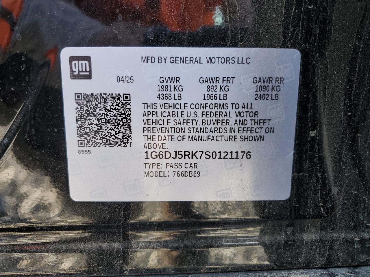 2025 Cadillac Ct4 Luxury + VIN: 1G6DJ5RK7S0121176 Lot: 90626775