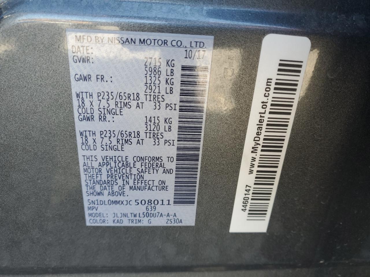 2018 Infiniti Qx60 VIN: 5N1DL0MMXJC508011 Lot: 82373905