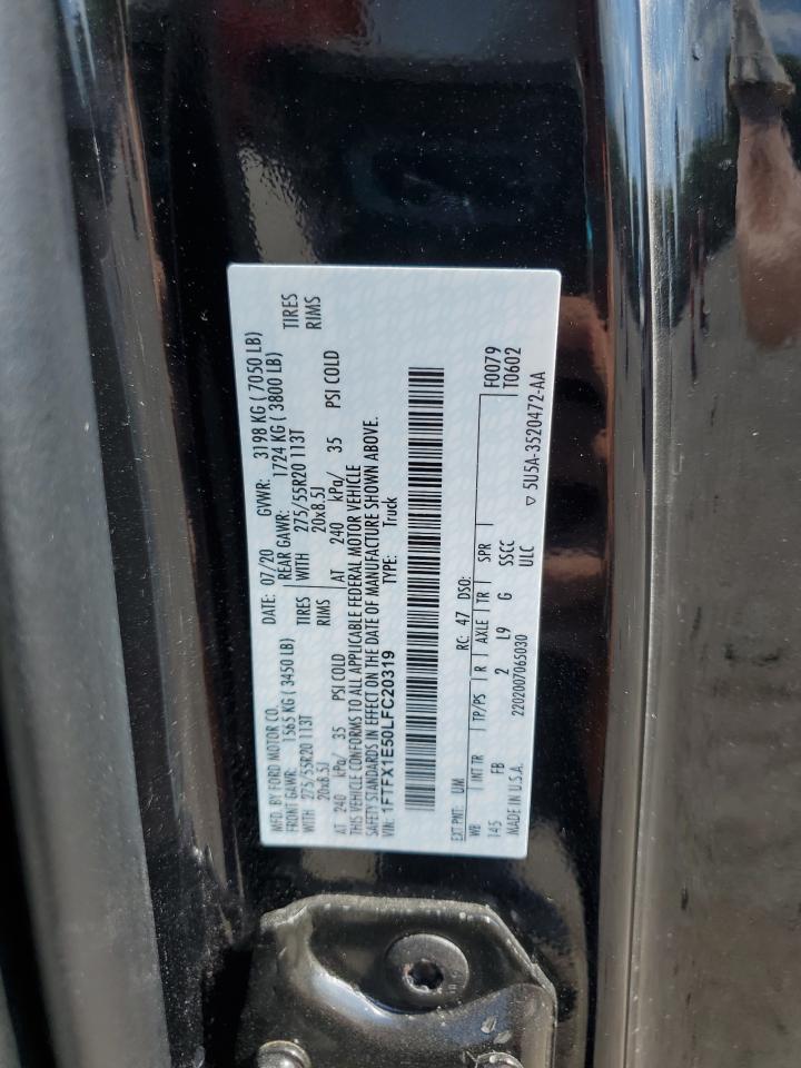 2020 Ford F150 Super Cab VIN: 1FTFX1E50LFC20319 Lot: 84537745