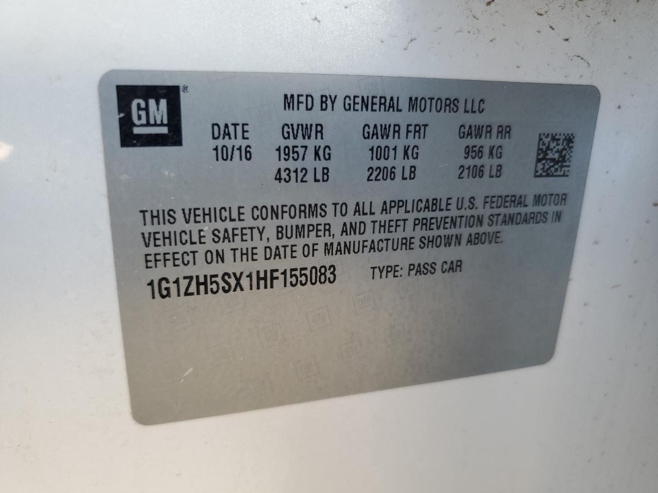 2017 Chevrolet Malibu Premier VIN: 1G1ZH5SX1HF155083 Lot: 82470215