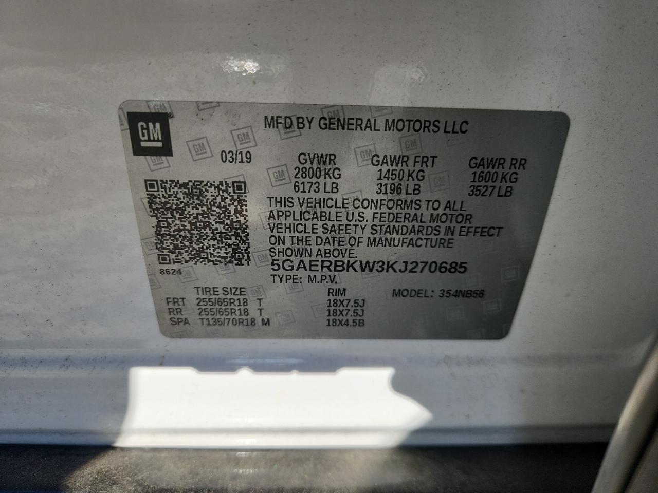 2019 Buick Enclave Essence VIN: 5GAERBKW3KJ270685 Lot: 87360355