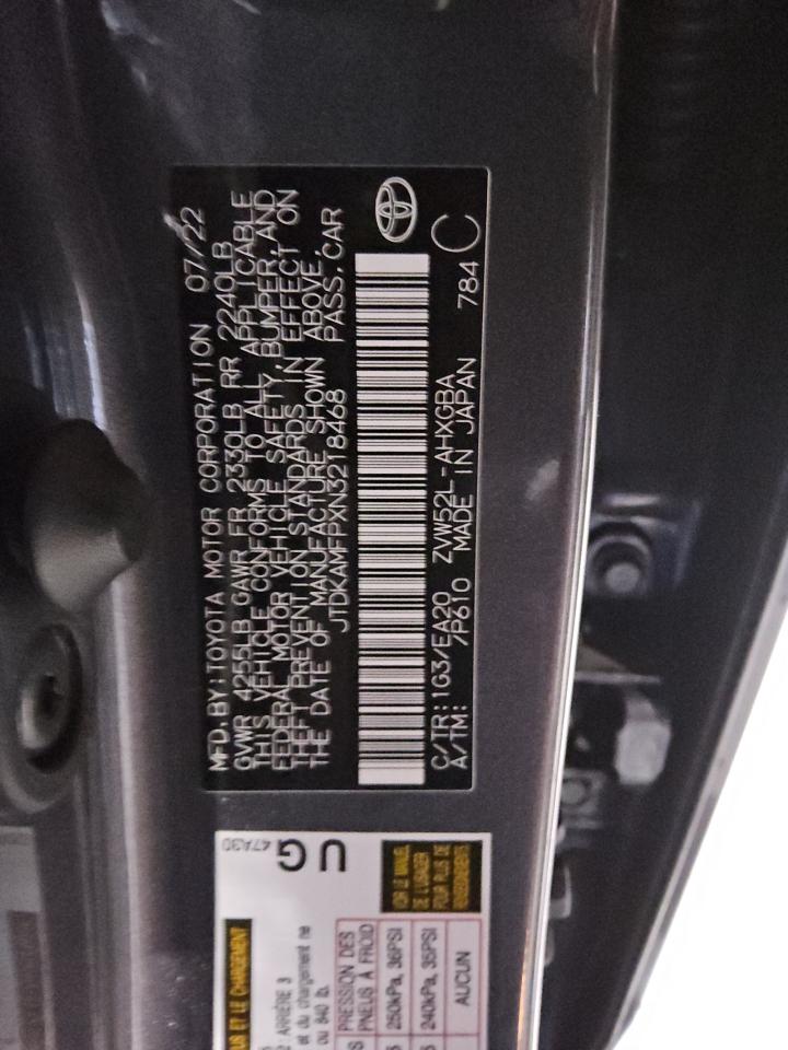 2022 Toyota Prius Prime Le VIN: JTDKAMFPXN3218468 Lot: 81363975