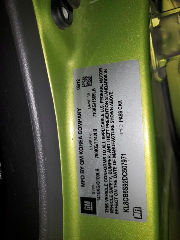 2013 Chevrolet Spark Ls VIN: KL8CB6S92DC507971 Lot: 90609735