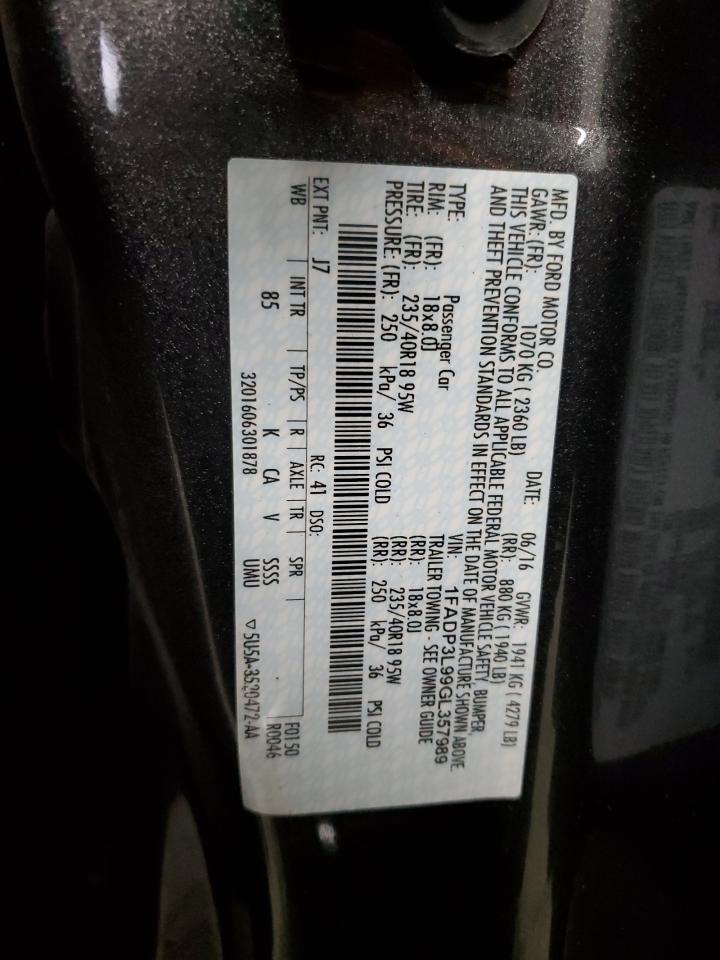 2016 Ford Focus St VIN: 1FADP3L99GL357989 Lot: 85961405