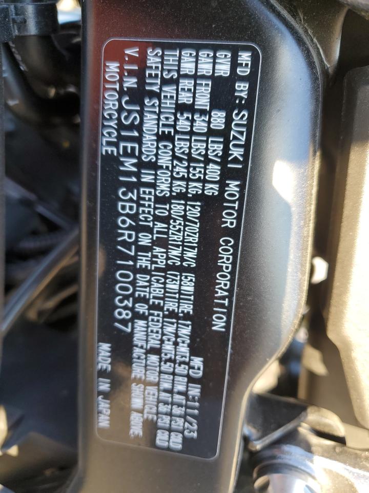 2024 Suzuki Gsx800 F VIN: JS1EM13B6R7100387 Lot: 86695295