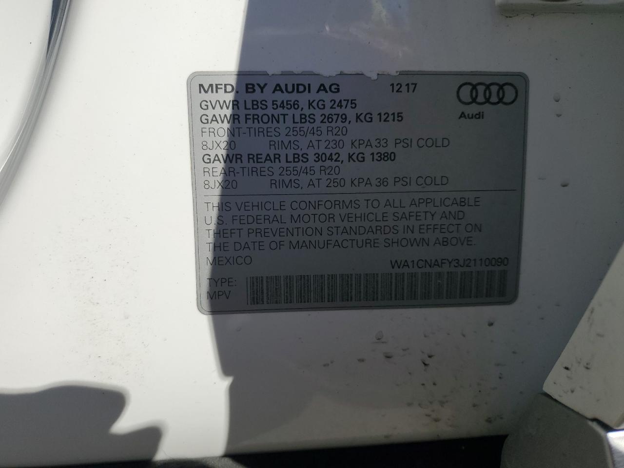 2018 Audi Q5 Prestige VIN: WA1CNAFY3J2110090 Lot: 85575575