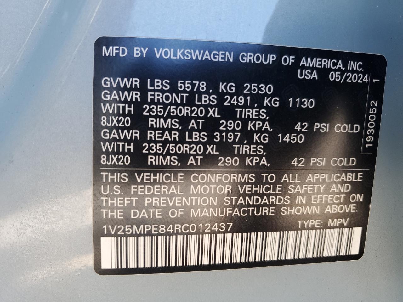 2024 Volkswagen Id.4 S VIN: 1V25MPE84RC012437 Lot: 85370185