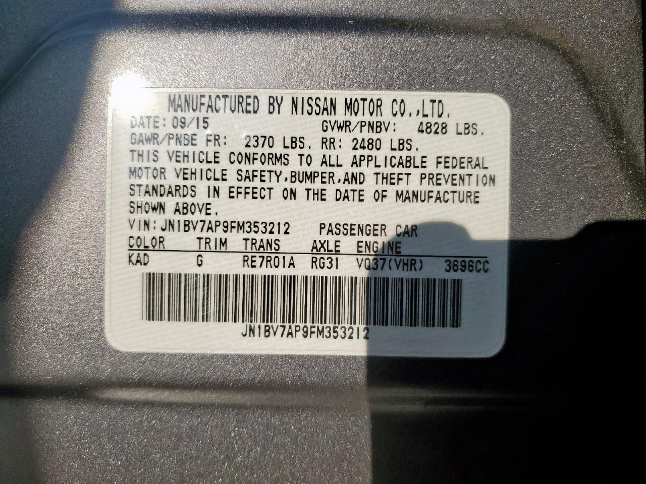 2015 Infiniti Q50 Base VIN: JN1BV7AP9FM353212 Lot: 85687465