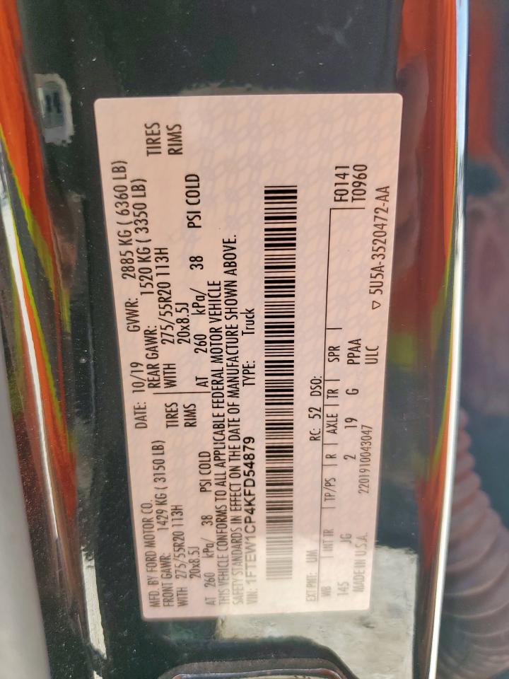 2019 Ford F150 Supercrew VIN: 1FTEW1CP4KFD54879 Lot: 84779695