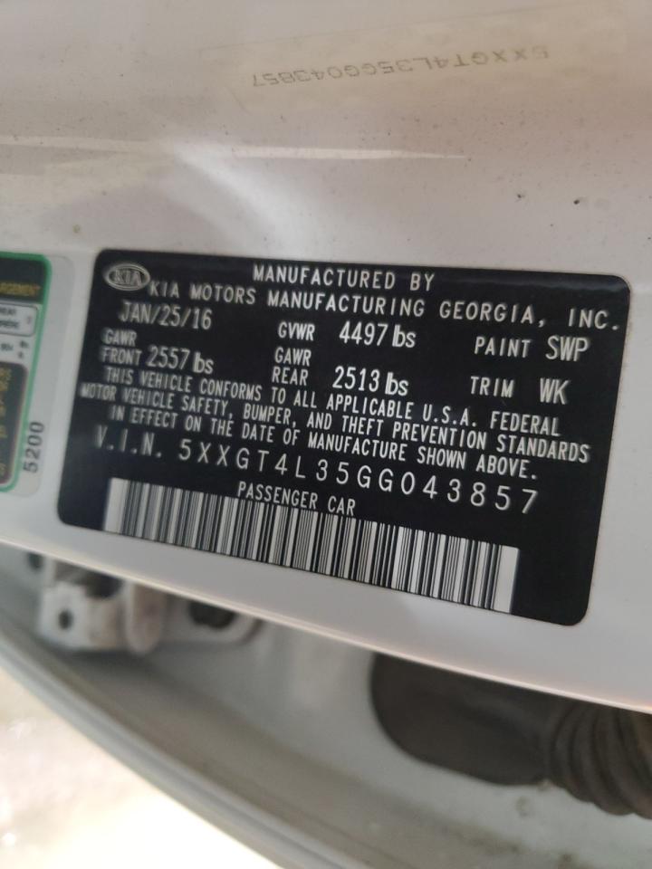 2016 Kia Optima Lx VIN: 5XXGT4L35GG043857 Lot: 81875005