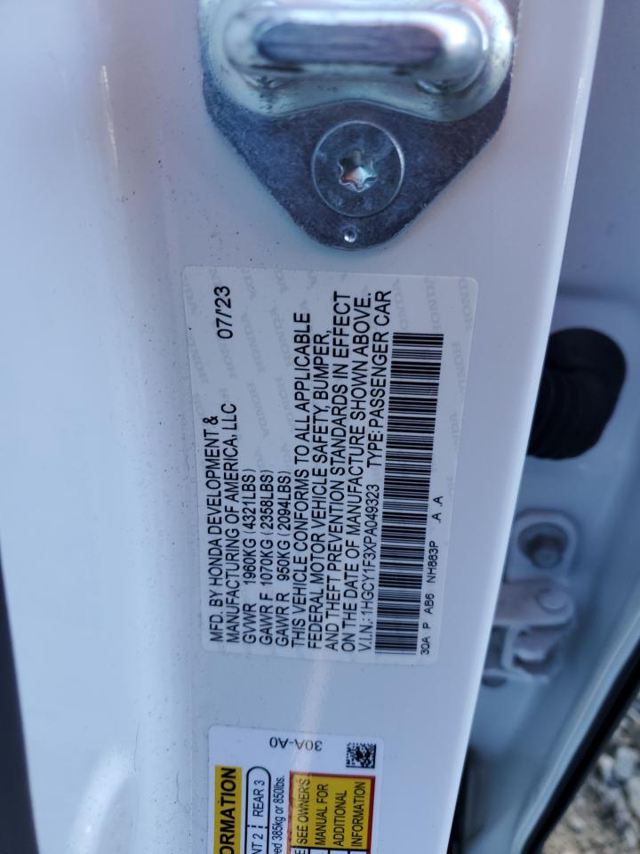 2023 Honda Accord Ex VIN: 1HGCY1F3XPA049323 Lot: 85166615