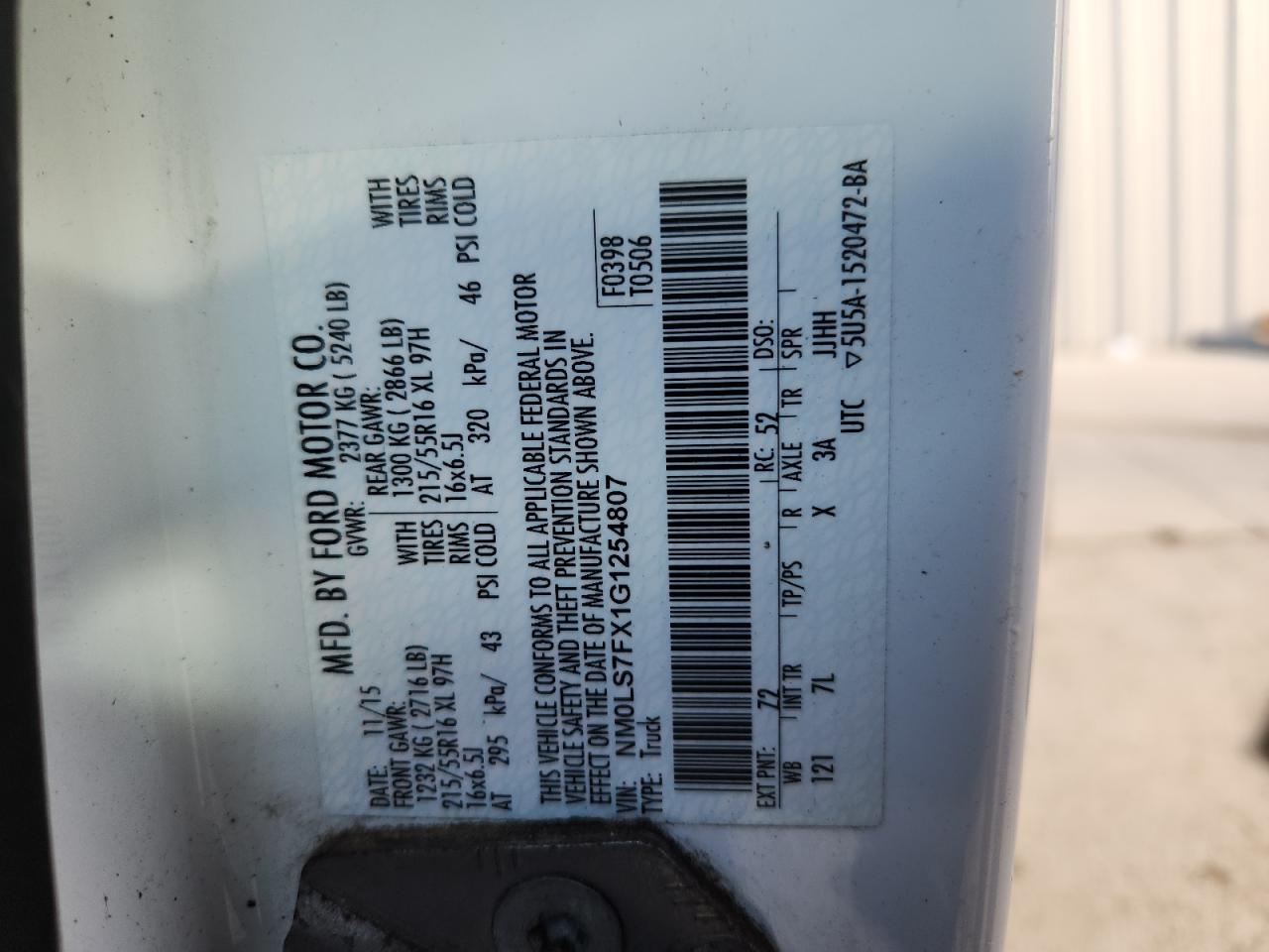 2016 Ford Transit Connect Xlt VIN: NM0LS7FX1G1254807 Lot: 85562555