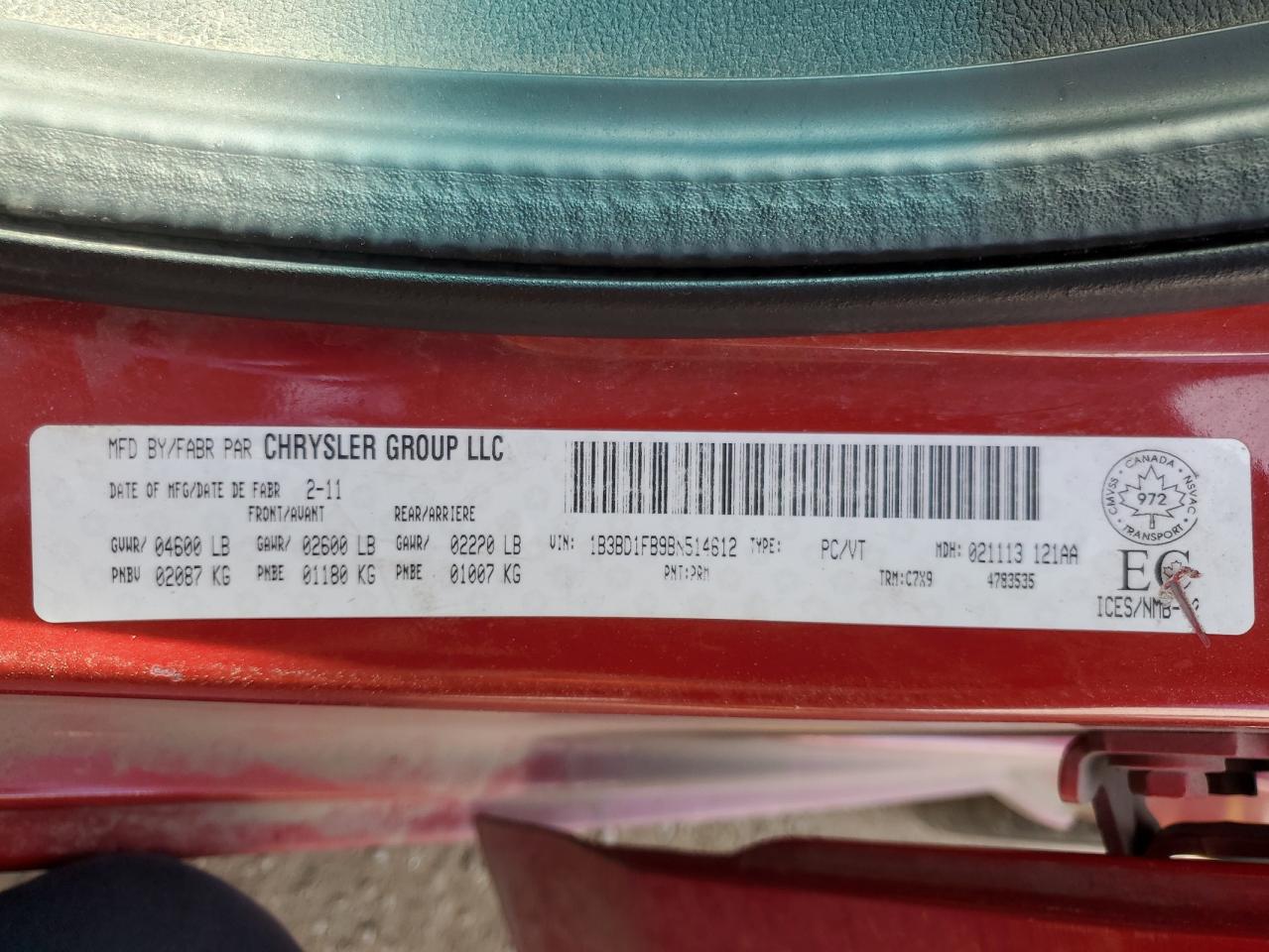 2011 Dodge Avenger Mainstreet VIN: 1B3BD1FB9BN514612 Lot: 85180745
